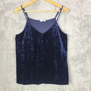 Gap Velvet Navy Blue Cami Y2K 90s Whimsigoth Adjustable Tank Top Layering Size M